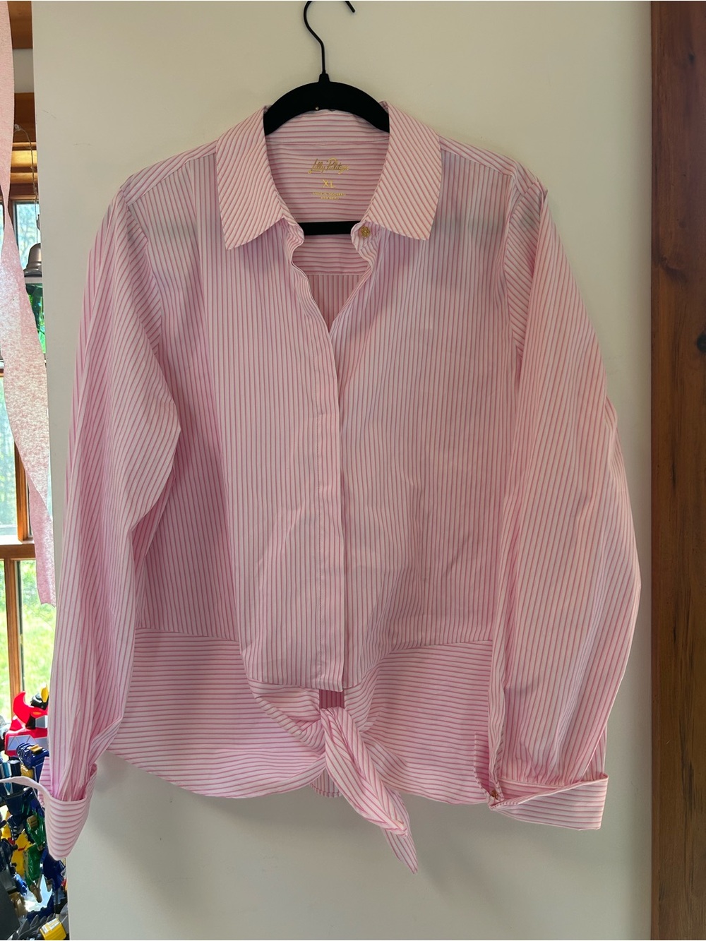 Lilly Pulitzer The Lilly Tie Shirt Conch Shell Pink Size XLarge NWT - Picture 3 of 10